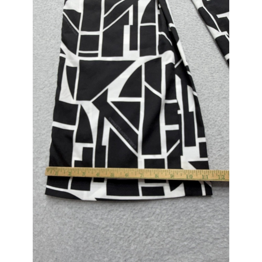 Karl Lagerfeld Paris Pants Womens M Black Geometric Satin Wide Leg Pull On Logo - Picture 8 of 15